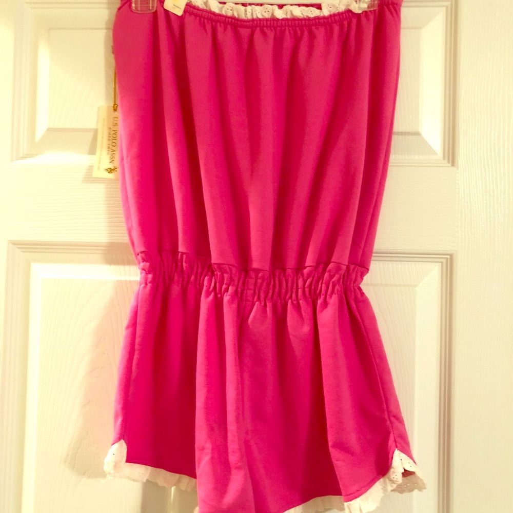 Girls polo strapless romper